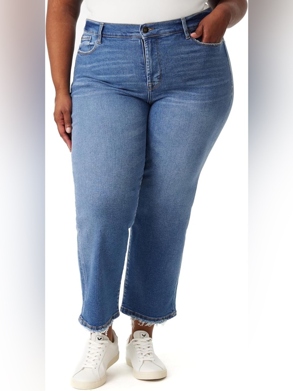 Kensie High-Rise Straight Leg Jeans in Light Blue Wash